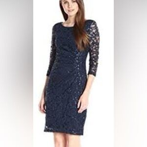 Marina Dresses NEW Sequin Midi Dress Navy Blue Birthday Party Wedding